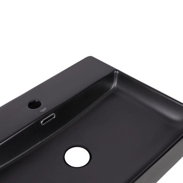 Комплект Qtap Nando LT: Раковина підвісна прямокутна 500х420х120 мм Matt Black + Донний клапан P SD00053446 фото