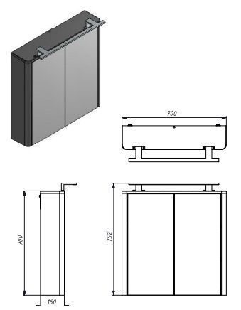 Зеркальный шкаф "Livorno-70" структурный серый Livorno LvrMC-70 Structural Grey фото
