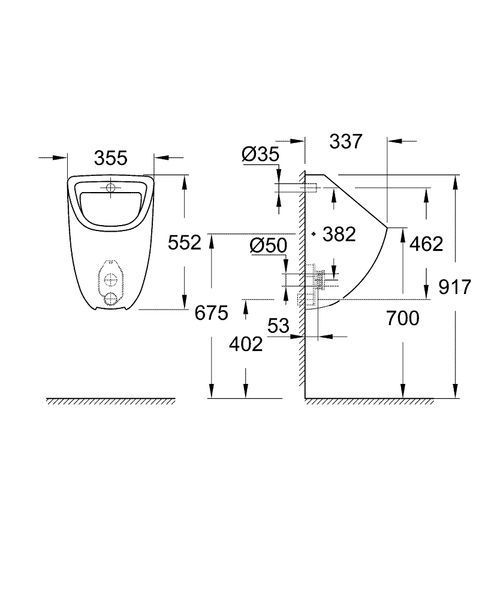 Пісуар GROHE BAU CERAMIC 39438000 39438000 фото