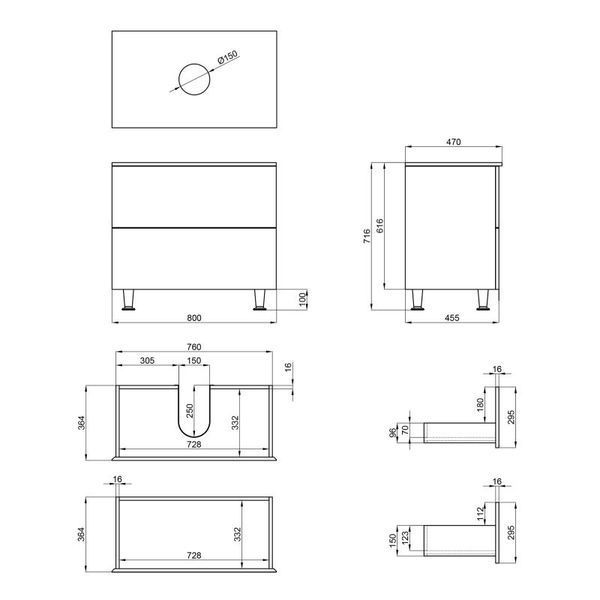 Тумба напольная Qtap Tern 800х616х469 White со столешницей QT1780TNL801W SD00045071 фото