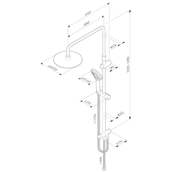 Душова система ShowerSpot без змішувача AM.PM Gem F0790022 F0790022 фото