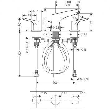 Змішувач для раковини Hansgrohe Focus, на 3 отвори 31937000 фото