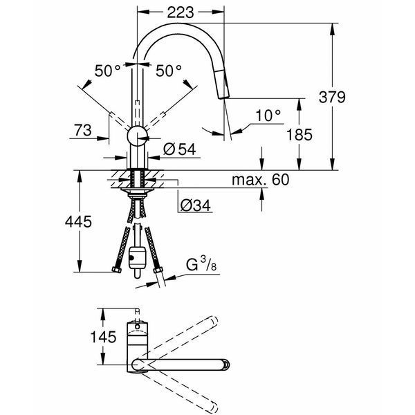Смеситель для кухни с выдвижным изливом Grohe Minta 32321002 32321002 фото