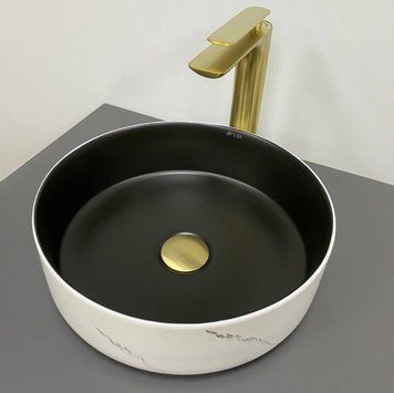 Умывальник (раковина) VBI PRATO WHITE BLACK MARBLE MATT накладной VBI-011409 фото