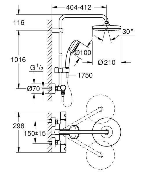 Душова система з термостатом Grohe Tempesta Cosmopolitan 27922001 фото