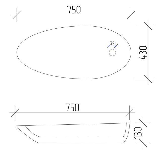 Умывальник (раковина) VBI TRENTO 75 WHITE накладной VBI-011903 фото