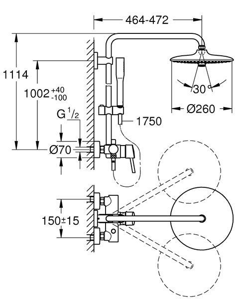 Душевая система со смесителем для душа Grohe Euphoria System 23061003 23061003 фото