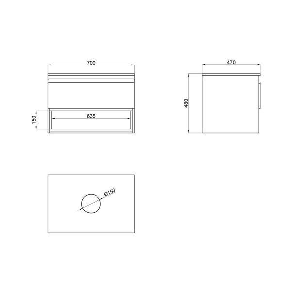 Тумба подвесная Qtap Robin 700х476х437 Graphite/Whitish oak со столешницей QT1379TPН7002GWO SD00045867 фото