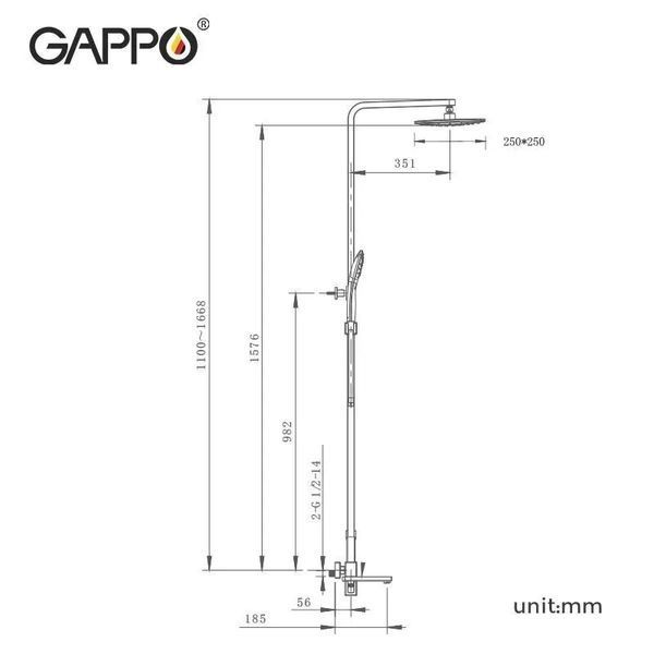 Душевая система GAPPO G2417-9, излив - переключатель на лейку, оружейная сталь G2417-9 фото