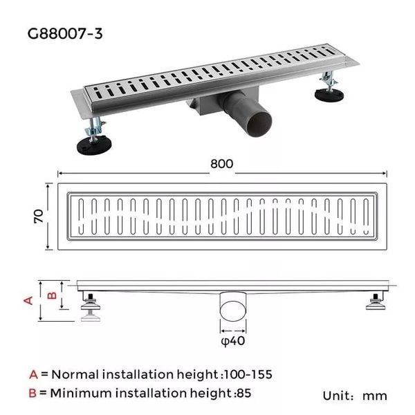 Трап для душа GAPPO G88007-3, 70х800 мм, нержавеющая сталь. G88007-3 фото
