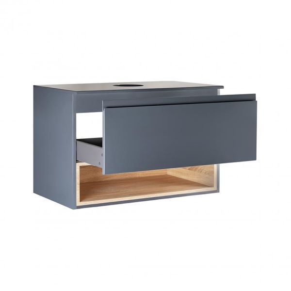 Тумба подвесная Qtap Robin 700х476х437 Graphite/Whitish oak со столешницей QT1379TPН7002GWO SD00045867 фото