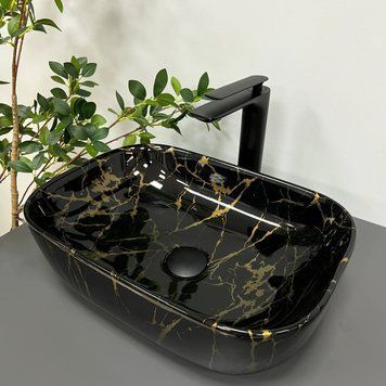 Умивальник (раковина) VBI RAVENNA MARBLE BLACK накладний VBI-011207 фото