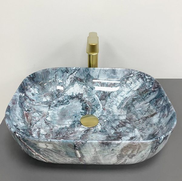 Умывальник (раковина) VBI BERGAMO BLUE TOURMALINE GLOSSY накладной VBI-012504 фото