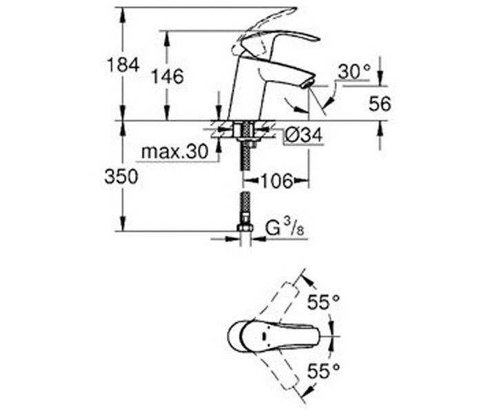 Змішувач для раковини Grohe Eurosmart, одноважільний 32467002 фото