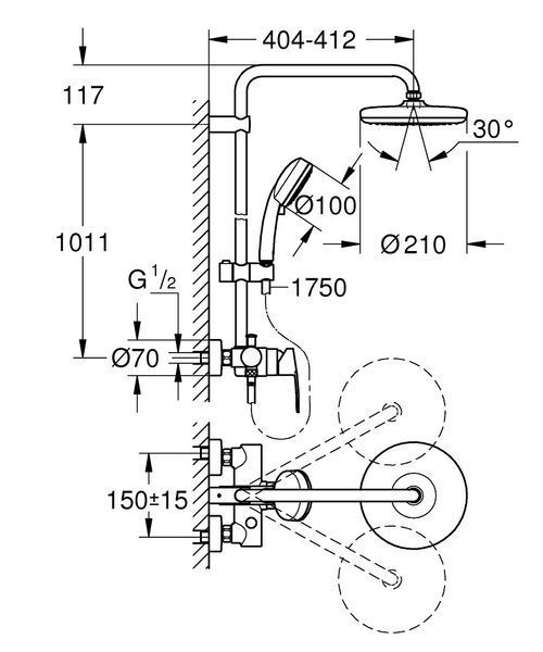 Душевая система настенного монтажа Grohe Tempesta 26224001 26224001 фото