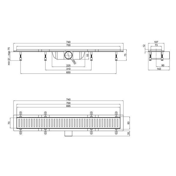 Душевой канал 700 мм. Qtap Dry FA304-700 SD00038747 фото