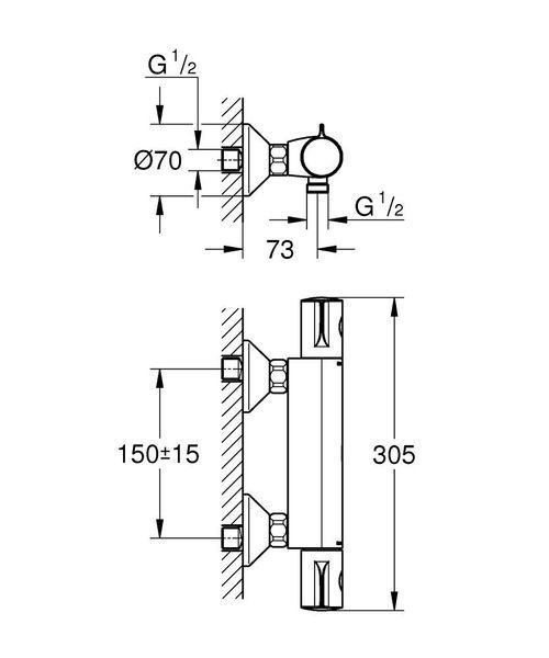 Комплект смесителей для ванной комнаты с термостатом Grohe BauEdge New UA34105TS0 UA34105TS0 фото