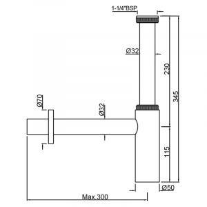 Сифон для раковини 30x19, хромований Jaquar ALD-CHR-769L300X190 фото