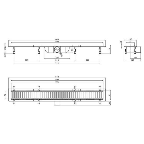 Душовий канал 800 мм. Qtap Dry FA304-800 SD00038748 фото