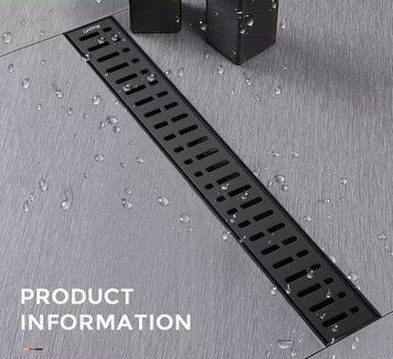 Трап для душу GAPPO G88007-36, 70х800 мм, нержавіюча сталь, чорний G88007-36 фото