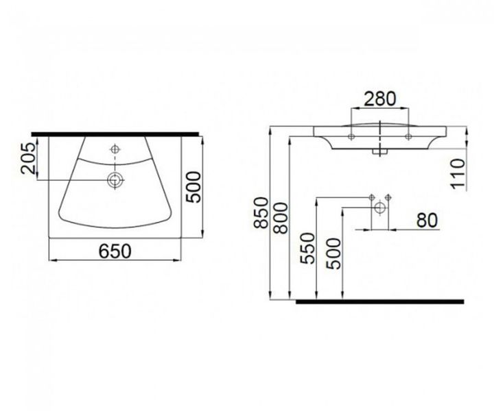 Умивальник IDEVIT Vega 65 см чорний 2801-0505-07 2801-0505-07 фото