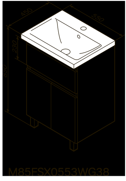 Тумба з раковиною, підлогова, 55 см, 1 шухляда, 2 дверцят AM.PM M85-FSX0553-WC0553WG38 X-Joy M85-FSX0553-WC0553WG38 фото
