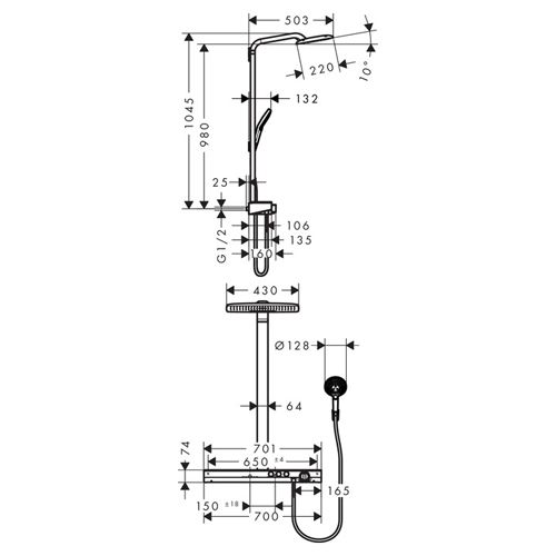 Душова система Hansgrohe Rainmaker Select 420 2jet Showerpipe 27168400 фото