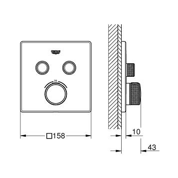 Термостат для душу Grohe Grohtherm SmartControl, зовнішня частина, на 2 точки 29124000 фото