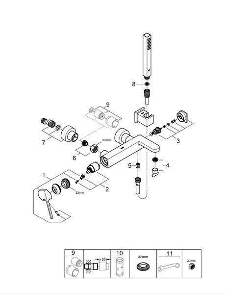 Смеситель для ванной с душевым гарнитуром Grohe Plus 33547003 33547003 фото