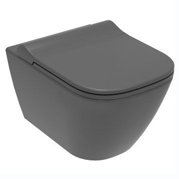 SOLO Rimless унитаз подвесной, сиденье твердое Slim slow-closing 51*35,5*33 см, цвет антрацит мат 13-55-111Grey фото