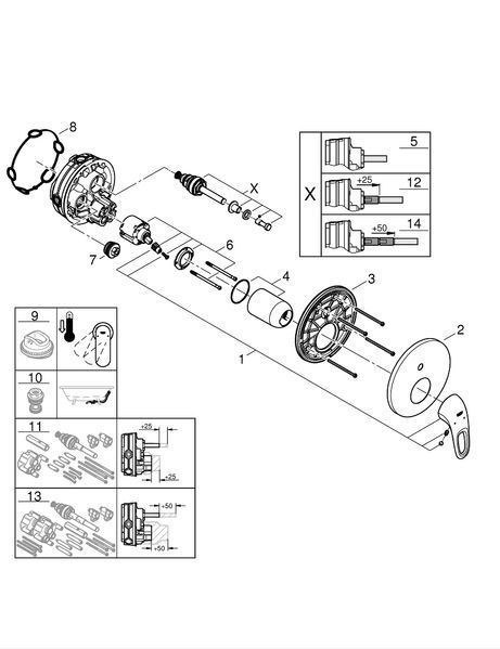 Змішувач прихованого монтажу на 2 споживача Grohe Eurostyle 24049003 24049003 фото