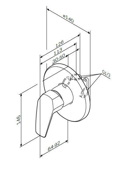 Змішувач для душу, що монтується в стіну AM.PM Gem F9065000 F9065000 фото