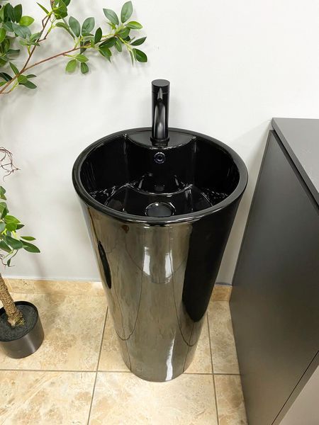Умивальник (раковина) VBI BOLONIA BLACK GLOSSY напольний VBI-019018 фото