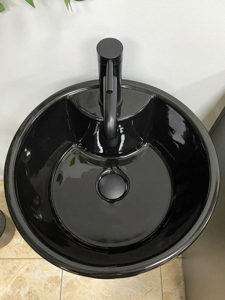Умивальник (раковина) VBI BOLONIA BLACK GLOSSY напольний VBI-019018 фото