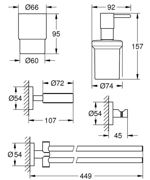 Набір аксесуарів Master 4 в 1 Grohe Essentials 40846001 40846001 фото