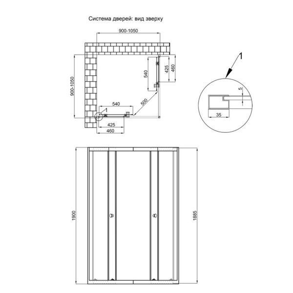 Душевая кабина Qtap Pisces BLA109-11SC5 90-105x90-105 см, стекло Clear 5 мм без поддона SD00045273 фото