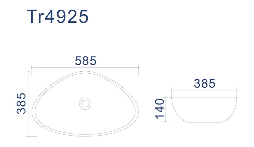 Умивальник накладний Uptrend Diana 58,5x38,5x14 білий TR4925 фото