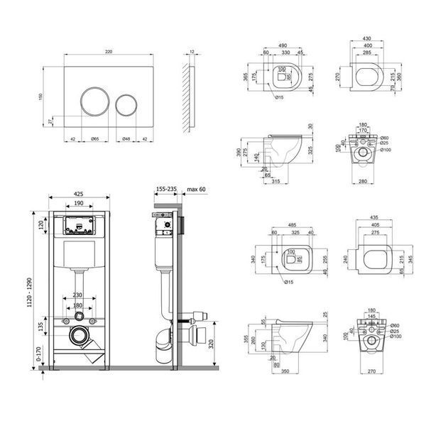 Набор: Qtap Robin + Tern Ultra Quiet унитазы подвесные + Nest комплект инсталляции 4в1 (клавиша круг SD00051297 фото