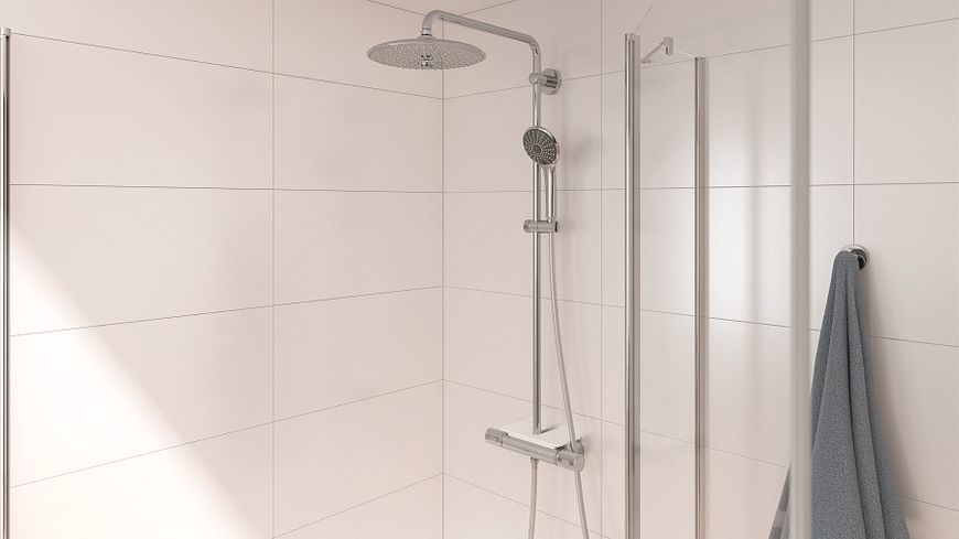 Vitalio Joy 260 Душевая система с термостатом для настенного монтажа с полкой (26403002) 26403002 фото